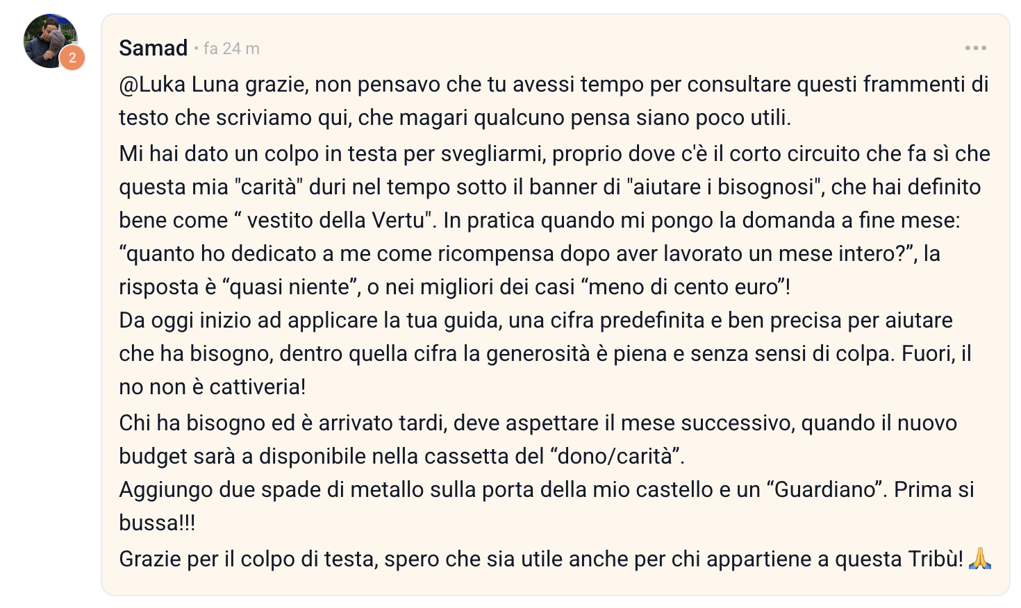 Messaggio di Samad — Il vestito della Virtù